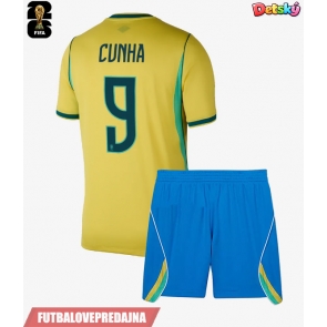 Lacne Dětský Futbalové dres Brazília Matheus Cunha #9 MS 2026 Krátky Rukáv - Domáci (+ trenírky)